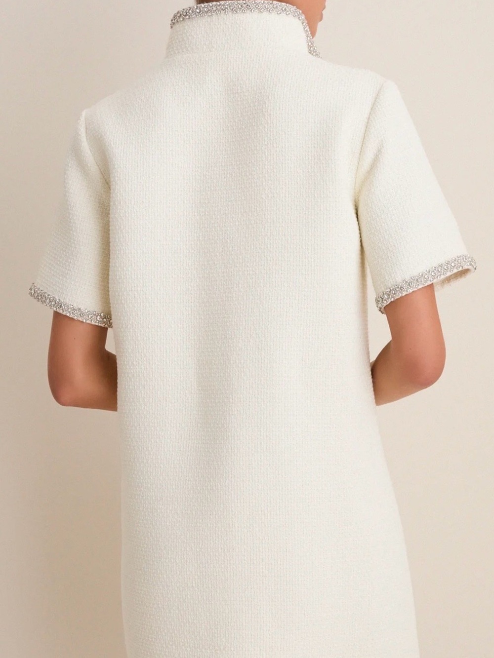 Pomander Place\ Tuckernuck Pearl White Tweed Embellished Ophelia Dress - Picture 4 of 10